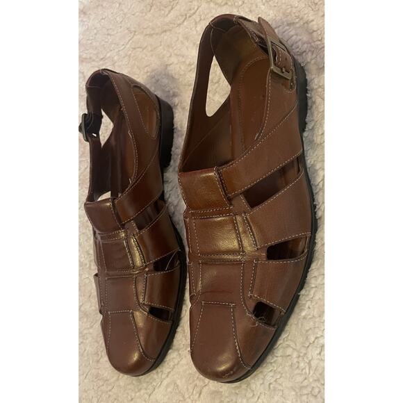 Bragano Mens Fisherman Sandals Size 9 Brown Leather Buckle Summer Dress Shoes main image 5
